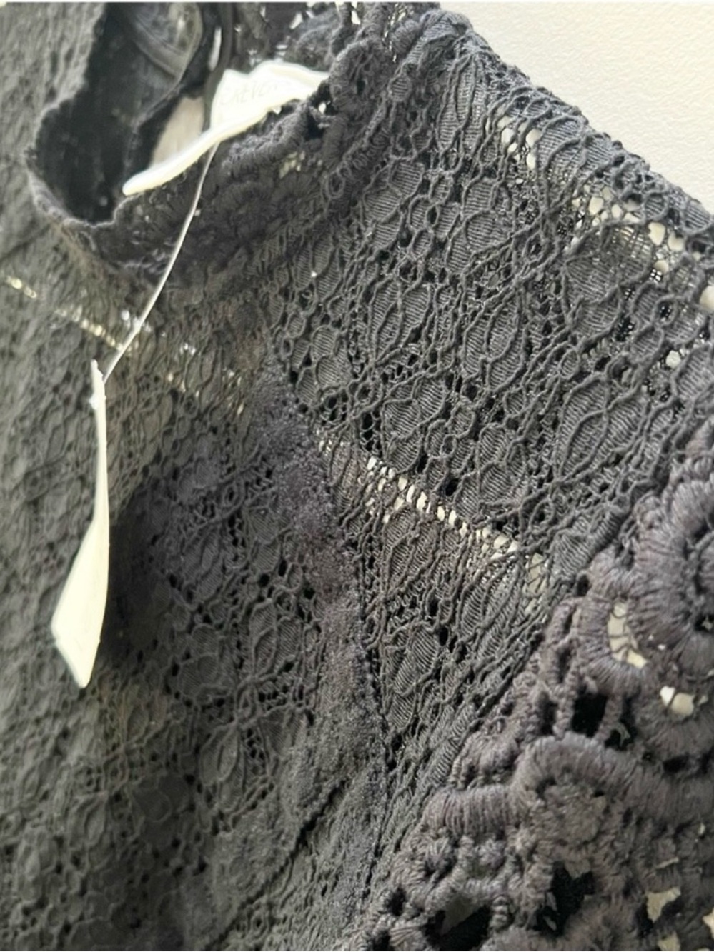 Forever 21 Black Crochet Lace Long Sleeve Crop Top - Picture 5 of 14